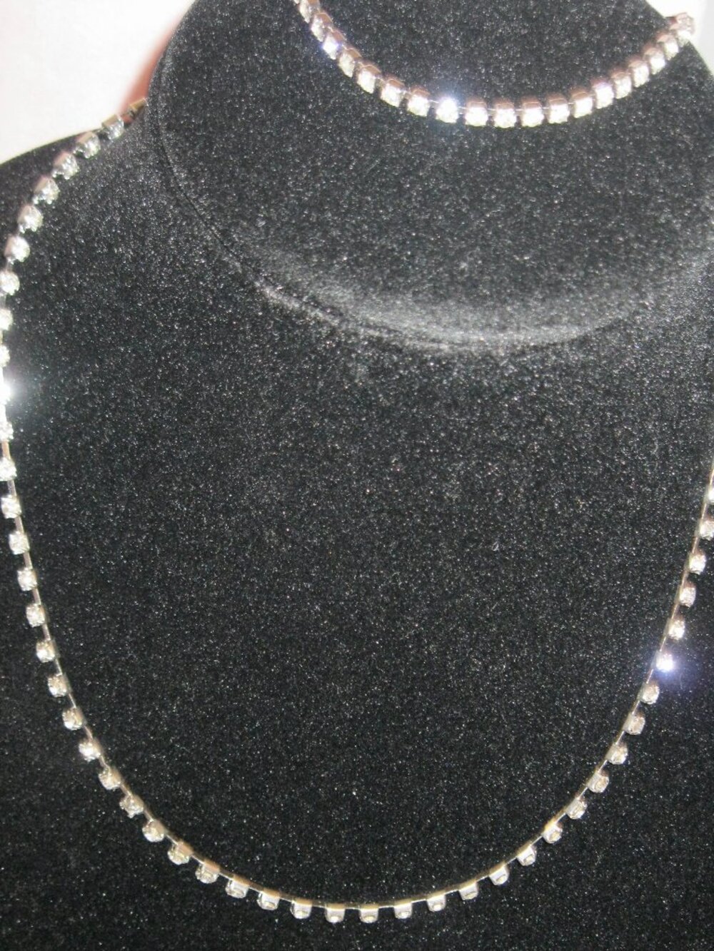 ALL RHINESTONES NECKLACE AND BRACELET IN SILVER TONE FINISH-LOTS OF SPARKLE